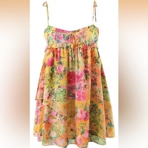 NWOT Floral Sleeveless MINI Corset Dress. Size medium.